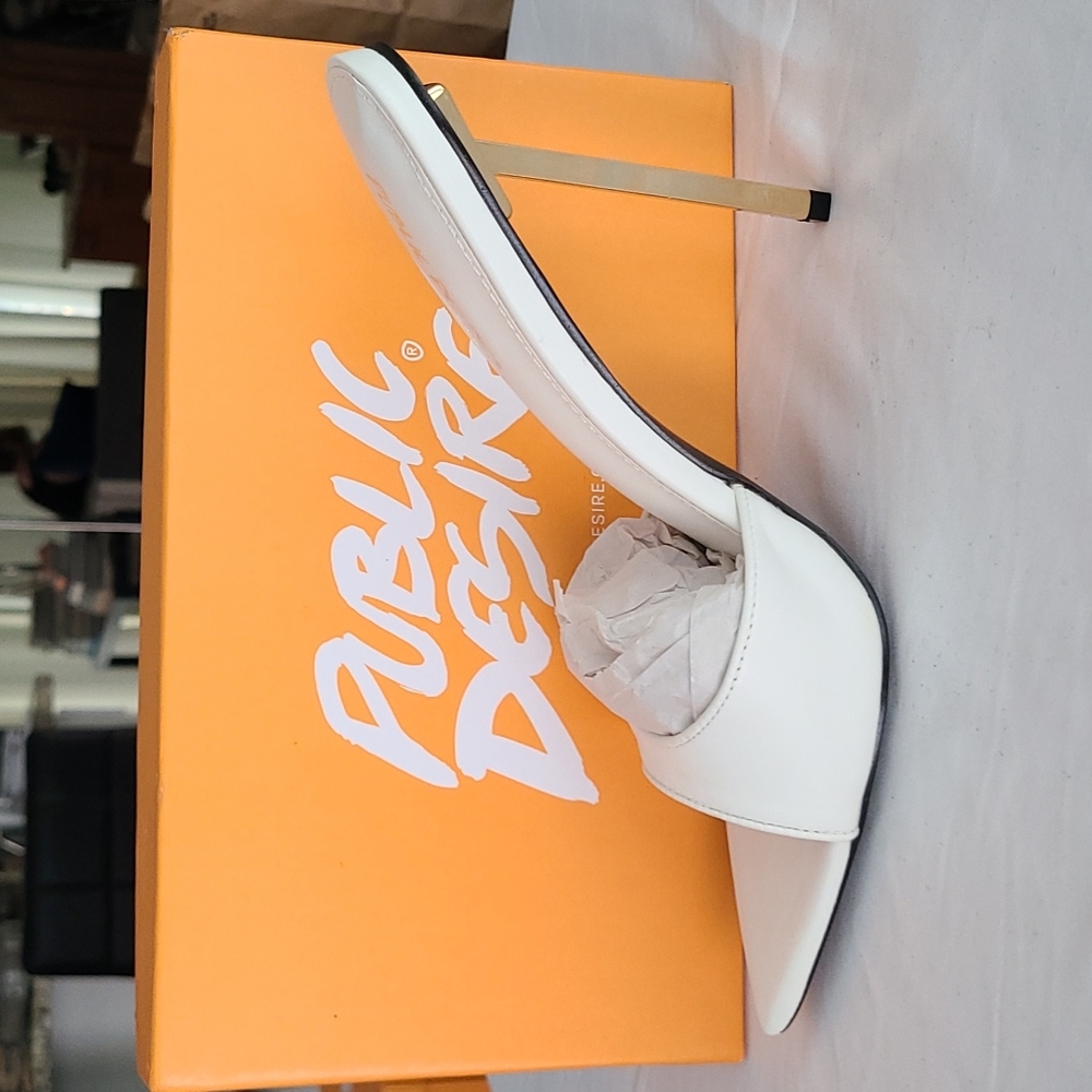 Public Desire - White Open Toe Mule - BNIB - 11